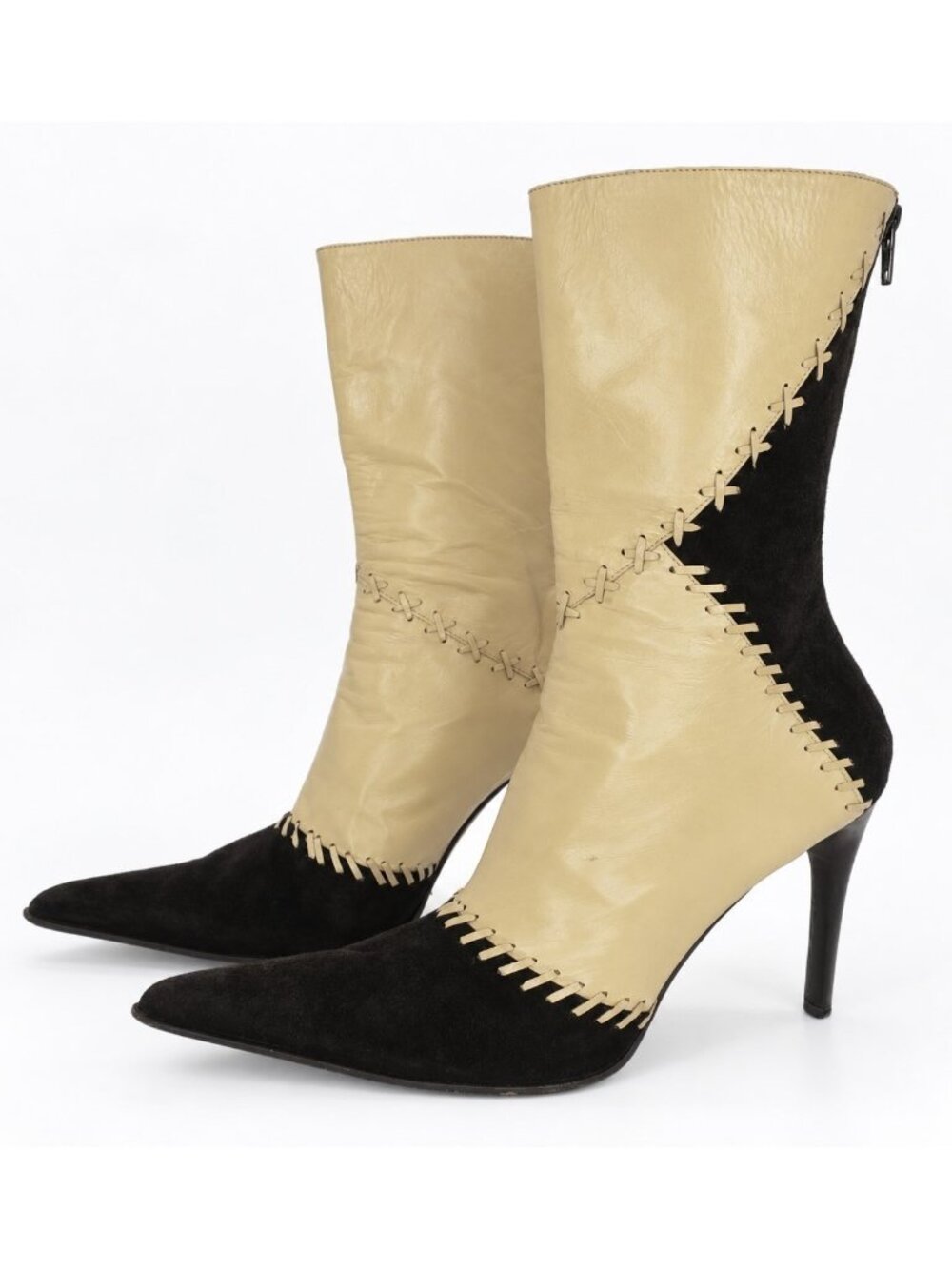 Antonio Eboli Made in Italy Vera Gomma Y2K Pointed Toe Boots Mid-Calf Women's 41